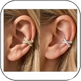 2Pcs Rhinestone Ear Cuffs for Women Gold Silver Sparkle Ear Cuff Non-Pierced Earrings Jewelry