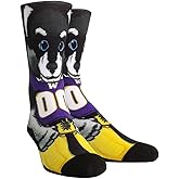 NCAA Super Premium College Fan Socks (L/XL, Washington Huskies - Mascot Harry)