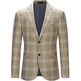 Iynnijoy Men's Plaid Blazer Casual Sports Coat Slim Fit Plaid Suit Jackets for Party Wedding