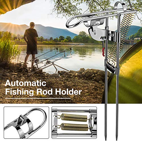 Automatischer Angelrutenhalter,Einstellbare Angelrutenhalterung Dual Spring Klappbarer Fischstangenhalter Edelstahl… – Bild 7