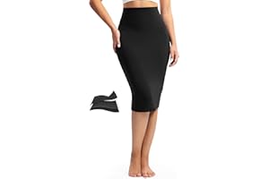 POSHDIVAH Creamluxe Postpartum High-Waist Midi Pencil Skirt for Women – Tummy Control Stretchy Business Below-Knee Skirt