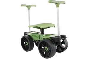 TheXceptional Wheelie Easy-Up | Wheeled Garden Stool with Handles Relieve Pain Getting Up and Down | Gardening Work-Seat with Wheels for Elderly Seniors | Made in USA by Vertex | Model EX530