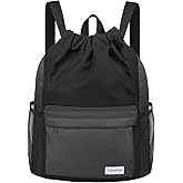 time2go Waterproof Drawstring Backpack Sports Gym Sackpack with Mesh Pocket String Cinch Beach Bag for Men Women