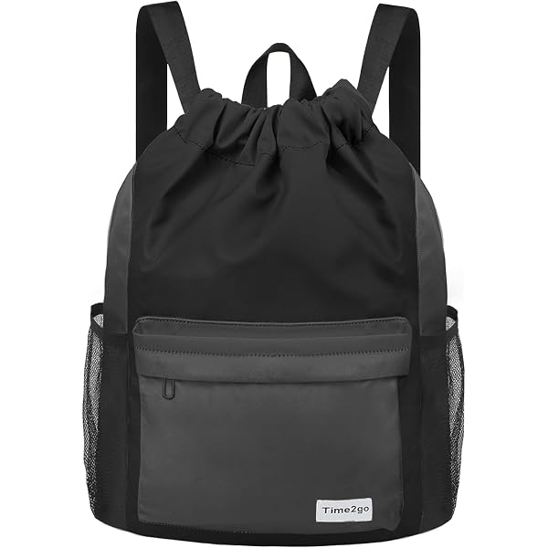 ? Time2go Sports Gym Sackpack Women Black Mesh Pockets Water-Resistant Backpack Amazon.com | time2go Waterproof Drawstring Backpack Sports  main image 4