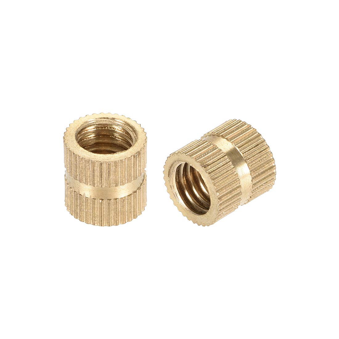 uxcell Knurled Insert Nuts, 25Pcs M8 x 10mm(L) x 10mm(OD) Female Thread Brass Embedment Nuts