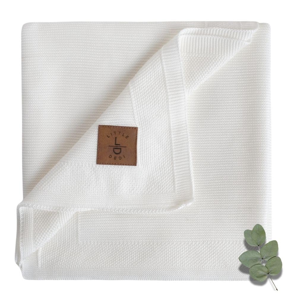Photo 1 of Little Dedi Hypoallergenic Silky Baby Blanket - 30x40 Inches White, Oeko-TEX® Certified, Thermal-Regulating, Soft Knit for Girls & Boys - Swaddle or Toddler Blanket, Dua