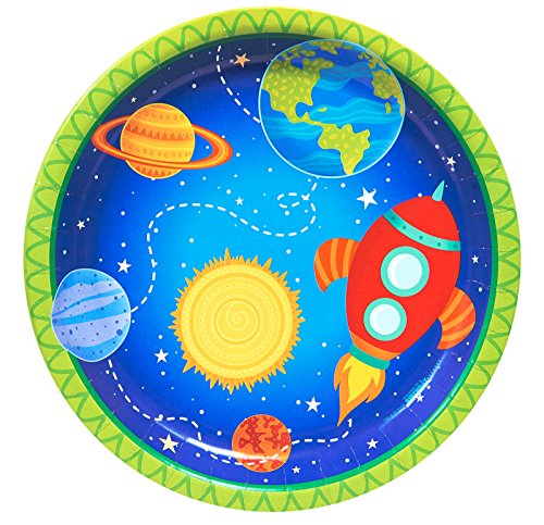 BirthdayExpress Solar System Rocket to Space Astronaut Party Supplies - Dinner Plates (8)