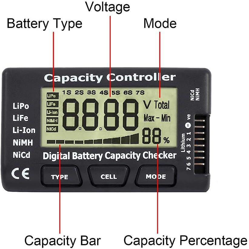 YIXISI Battery Meter, Intelligent Cell Meter, Digital Battery Checker, Battery Balancer for LiPo/LiFe/Li-ion/NiCd/NiMH Battery Packs - Image 5