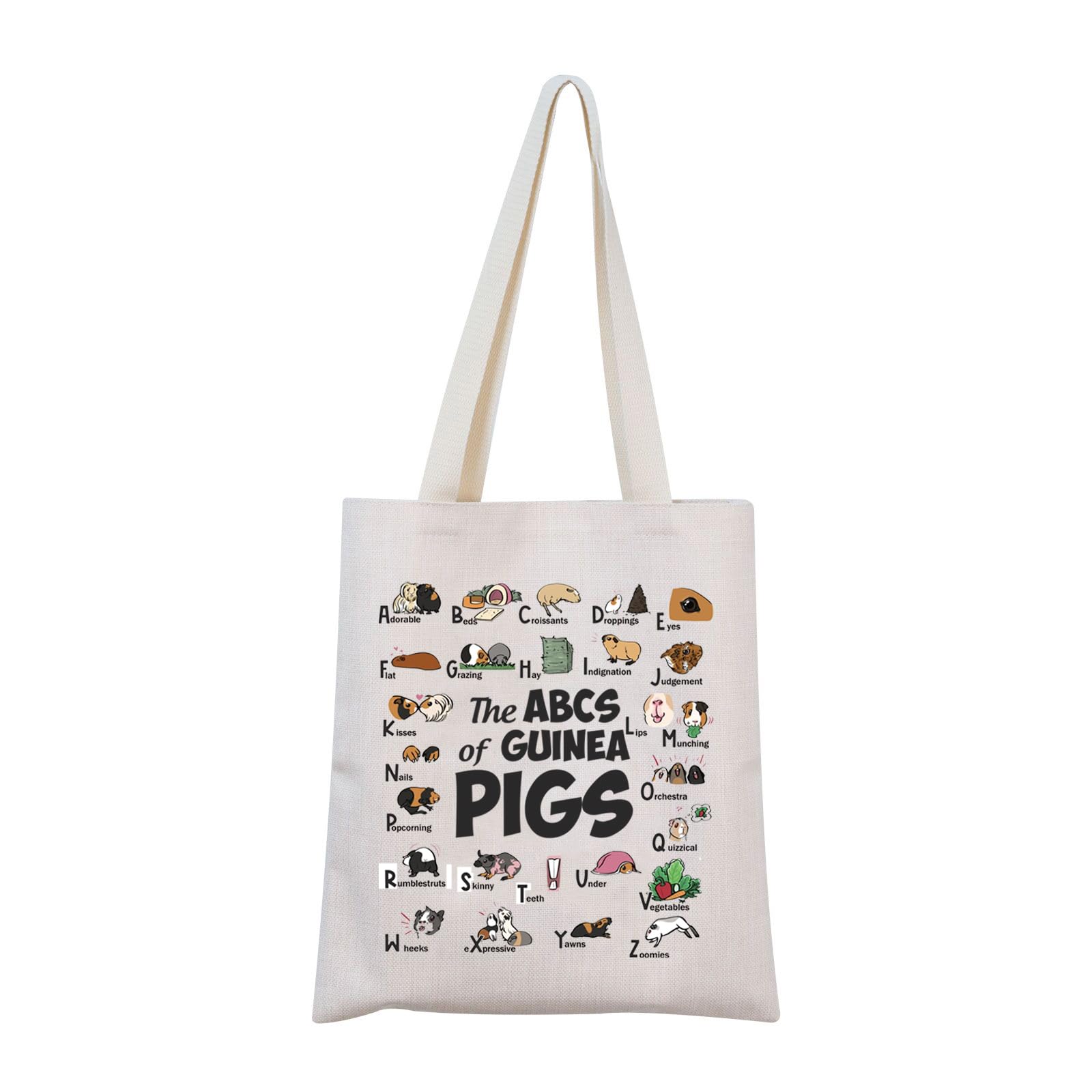 Guinea Pig Alphabet Tote Bag Guinea Pig Lover Gift Guinea Pig Mom Gift Guinea Pig Owner Gift (Guinea Pig Tote)
