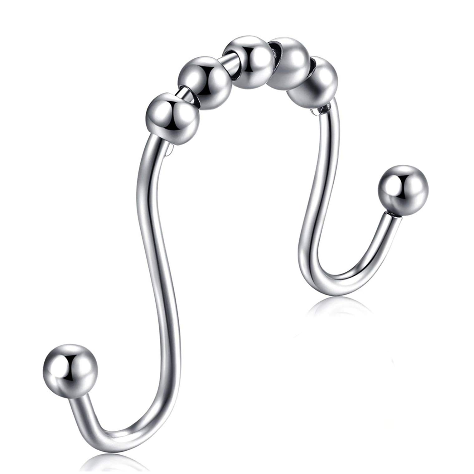 OUTSTAR Shower Curtain Hooks, Double Glide Rings, Brushed Nickel