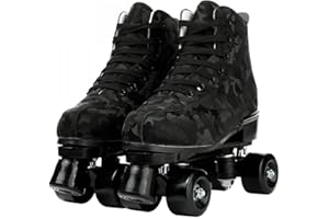 jessie Outdoor Roller Skates Women Adult with Light Up Wheels Black Quad Skating for Men Youth Boys Girls