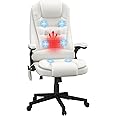 HOMCOM High Back Vibration Massage Office Chair with 6 Vibration Points, Heated Reclining PU Leather Computer Chair with Armrest and Remote, White