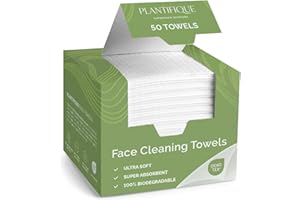 PLANTIFIQUE Disposable Face Towels XL 10"x12" - 100% Biodegradable Viscose Face Wipes Cleansing, Makeup Remover for Women Ski