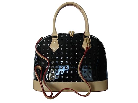 Amazon.com: Arcadia Italian Patent Leather Tote Handbag - Black: Clothing