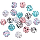 PH PandaHall 16mm Rhinestone Beads 20pcs Focal Beads Resin Crystal Chunky Beads Round Disco Ball Beads Loose Beads for Pen Garland Bracelet Necklace Jewelry Making Mix Colors, Hole: 2.5mm