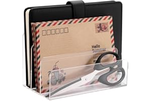 JIARI 1 Pack Desk Mail Organizer Sorters Clear Acrylic Small 3-Slot File Holders Letter Organizer Document Filing Folders Paper Organizer for Office,Home, School (1 Pack Clear)