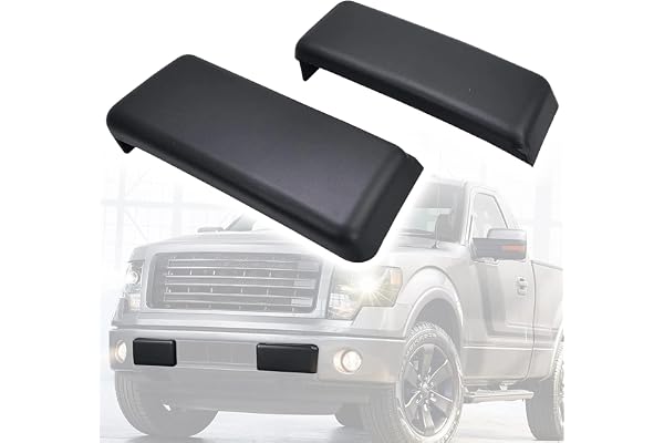 EzMech Front Bumper Pad 2009-2014 Compatible with Ford F-150 F150 Bumper Cover Trim (Set) Driver Side and Passenger Side Front Bumper Guards Inserts Bumper Pads Caps Textured Black