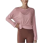 SweatyRocks Women's Long Sleeve Sheer Split Workout Top Yoga Athletic Soft Comfy Tee Shirt