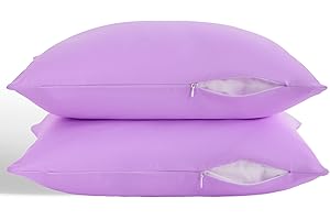 ORGANICTUNE Zippered Toddler Pillowcases Set of 2, 100% Brushed Microfiber 13x18 Pillowcases, Super Soft and Cozy Travel Kids Nursery Pillow Cases, 13x18 Inches, Light Purple