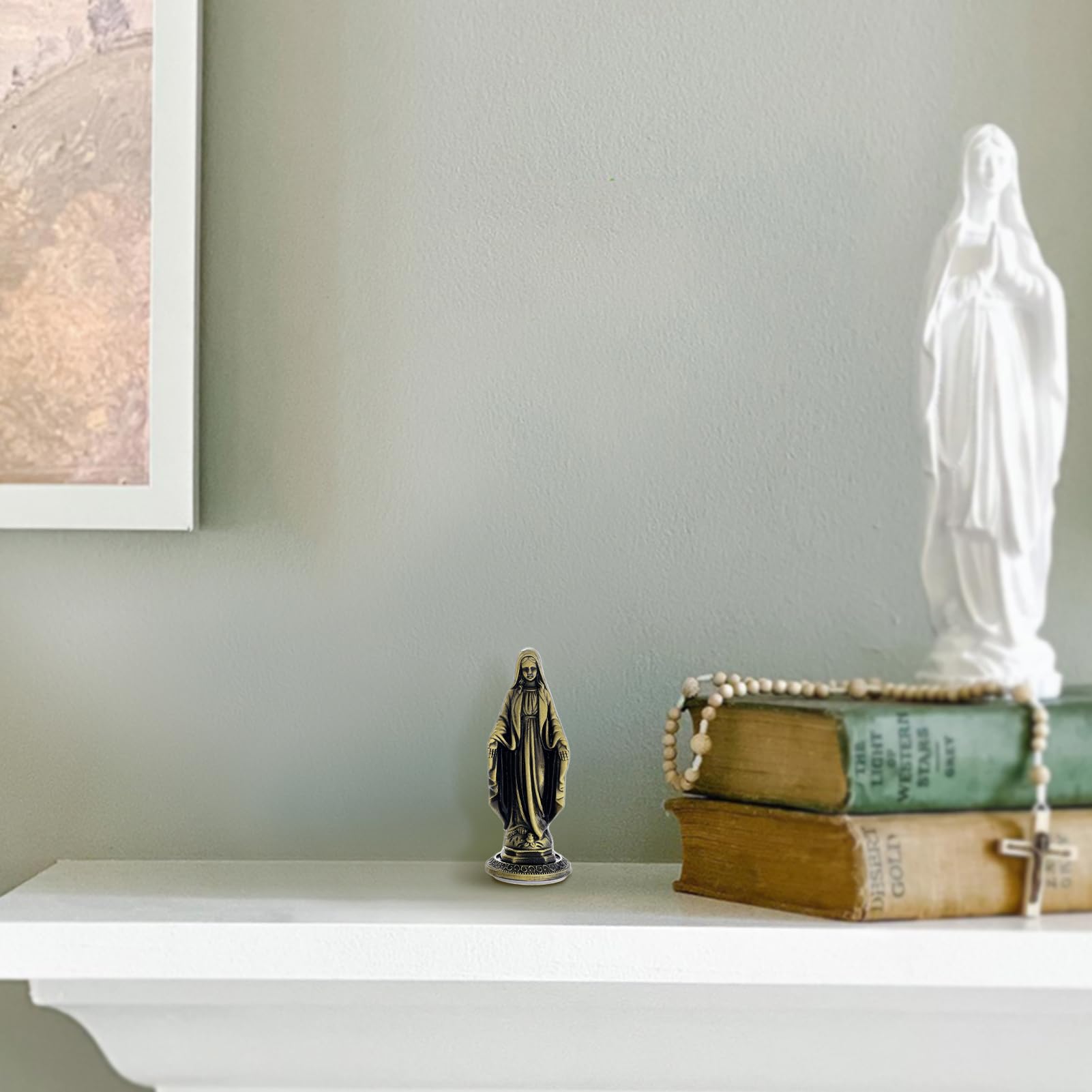 KOMI Virgin Mary Statue,Catholic Gift Blessed Mother Statues for Car Home Office Table Decor, Car Dashboard Decorations Bless Driving Safety Gift for New and Old Driver