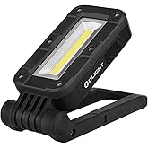 OLIGHT Swivel 400 Lumens LED Compact Rechargeable Magnetic COB Work Light, Adjustable Stand with Magnetic Base and Hanging Hook, 90 Hours Lasting Power, Job Site Lighting for Camping (Black)