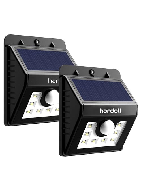 Hardoll Plastic 8 LED Super Bright 2200 mAh Weatherproof Wireless Solar Motion Sensor Wall Light - Set of 2