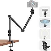 Overhead Camera Mount for Desk, 30.9" Foldable Camera Desk Mount Stand with 1/4" Screws, 360° Rotation 3-Sections Tabletop Ho