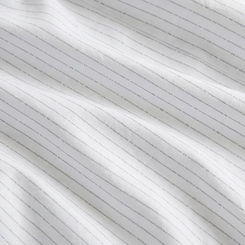 - Juego de sábanas Individuales, Juego de Ropa de Cama de percal de algodón, crujiente y Fresco, Ligero y Transpirable (línea boya Gris, Individual)