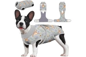 PetWarm Recovery Suit for Dogs,Dog Surgical Recovery Suit Female and Male,Dog Onesie for Surgery,Anti-Licking Dog Surgery Recovery Suit,Monkey Pattern,Grey,L