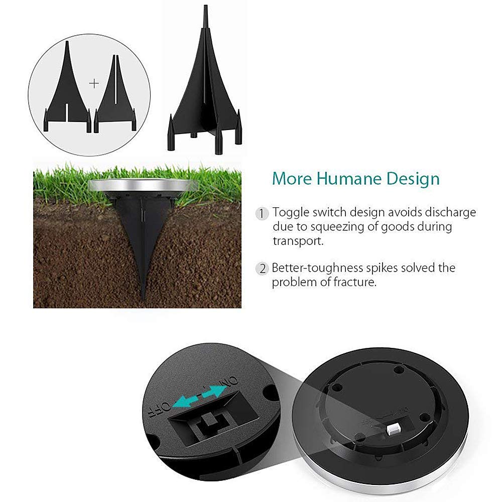 4 Pack Bodenleuchten Solarleuchte außen, Edelstahl Wasserdicht led beleuchtung Garten Außenleuchte, LED Solar Path Lights Garten Landschaft Beleuchtung für Pathway Yard Auffahrt Rasen