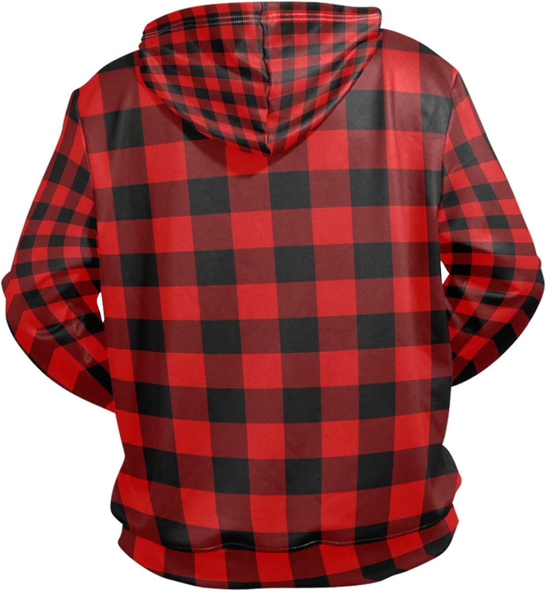 red and black check hooded shirt