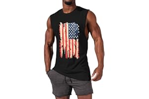 iudam 4th of July Independence Day USA Flag Sleeveless Graphic T-Shirts Gym Workout Tank Tops