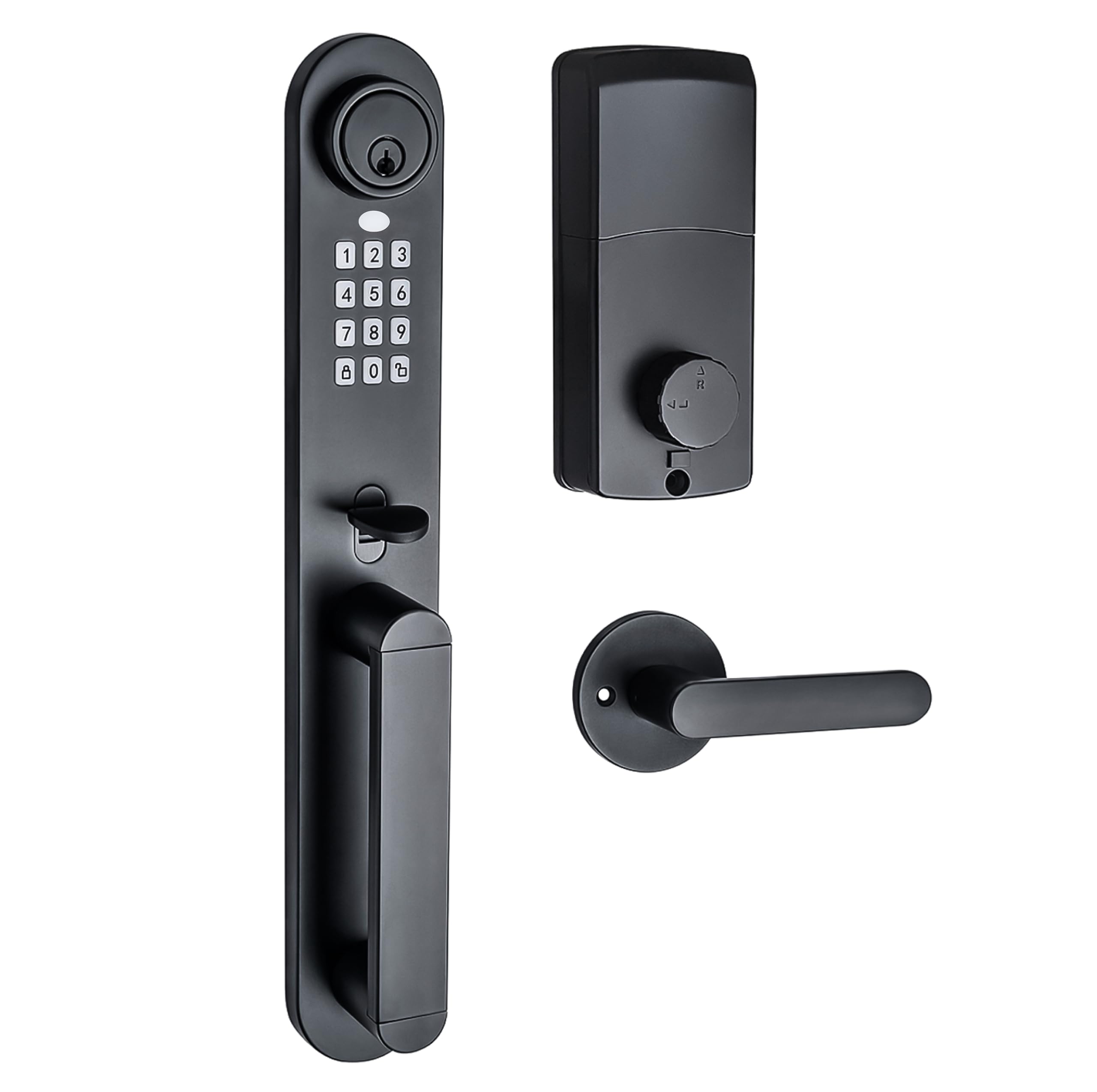 Photo 1 of Digital Door Lock with Keypad Set,Smart Door Lock with Keypads,Electronic Deadbolt Keypad with Door Handle Lock Set for Front Door,Electronic Door Lock with Passcode and Key,Matte Black
