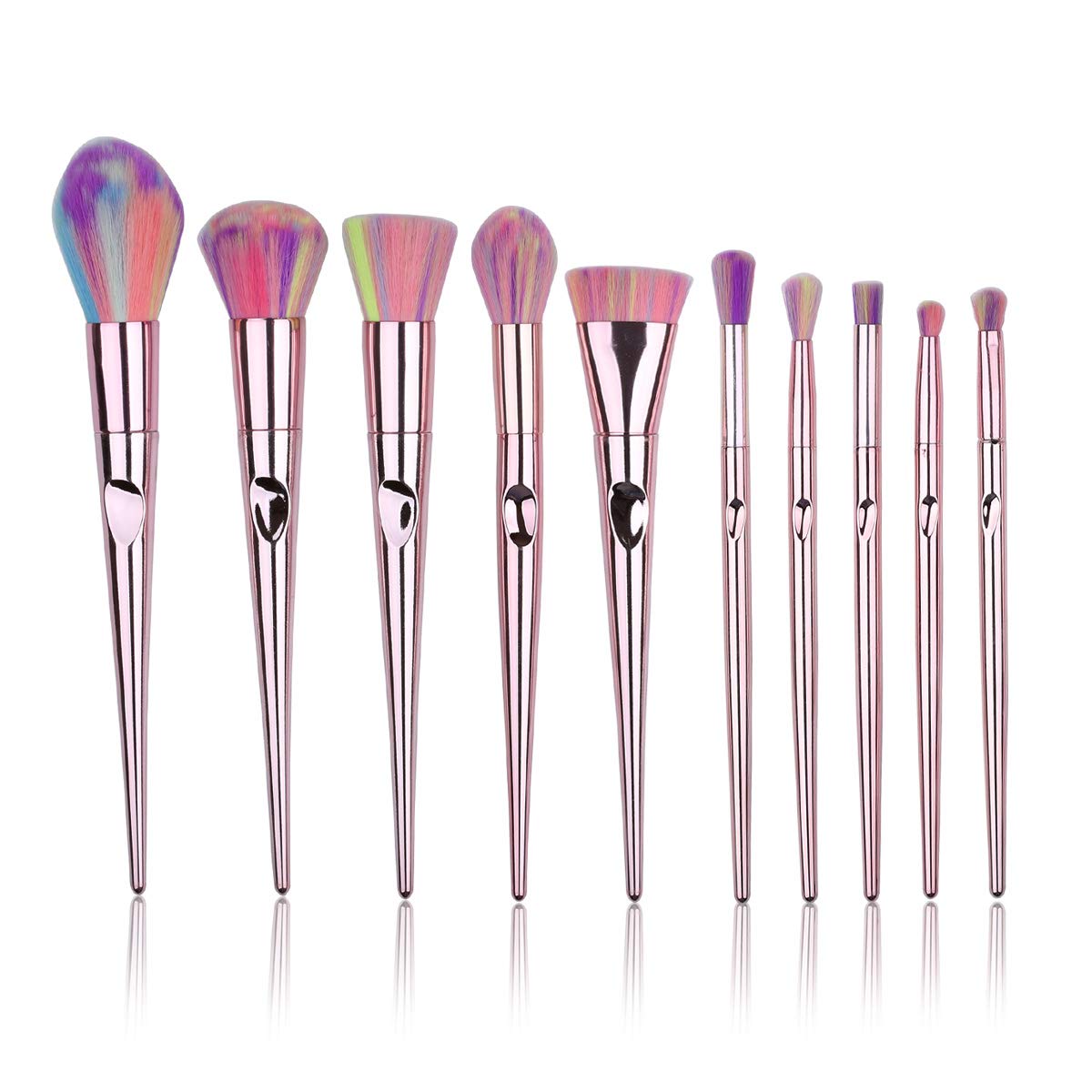 Cosmetic Brushes set Foundation Powder Concealers Eyeshadows Makeup 10 Pcs Brush Set, Rose Golden