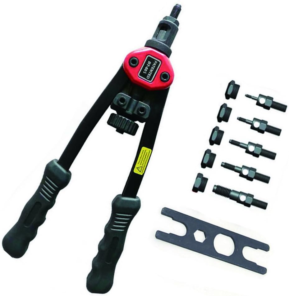 13" Hand Rivet Nut Setter Kit with 6 Interchangeable Mandrels(M3 M4 M5 M6 M8 M10), Professional Heavy Duty Pull Rivet Gun Riveting Tool, Nut/Thread Setting Tool Hand Riveter
