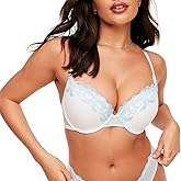 Adore Me Audrina Plunge Push Up Bra - 30A-38DD Underwire Bra for Women with Lace Bow Detail & Adjustable Straps