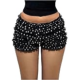 BEAUDRM Women's Polka Dots Ruffle Mini Mirco Shorts Y2k Tiered Elastic Waist Bloomers Mini Shorts