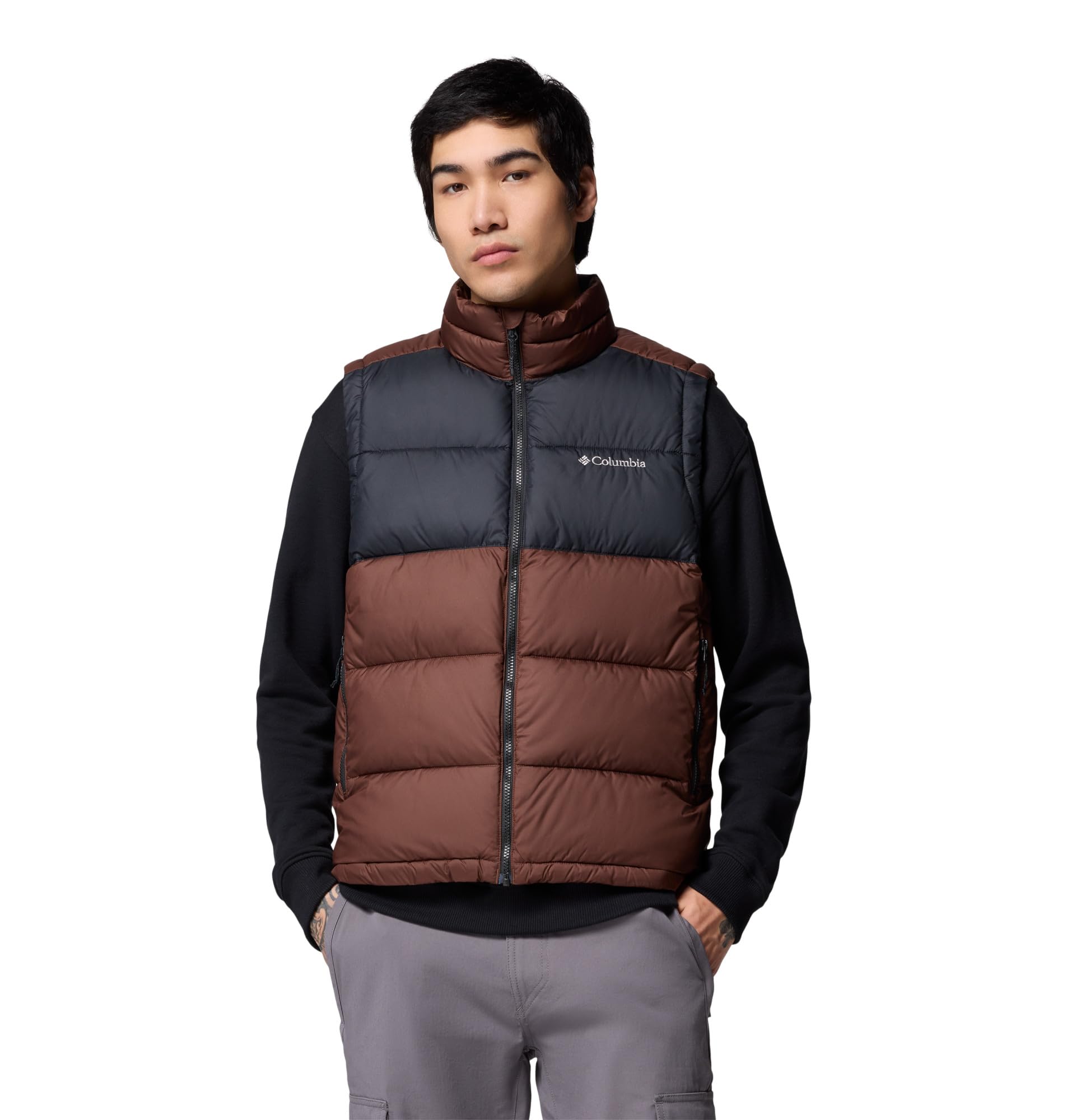 Columbia Mens Pike Lake II Vest, Tobacco/Black, Large