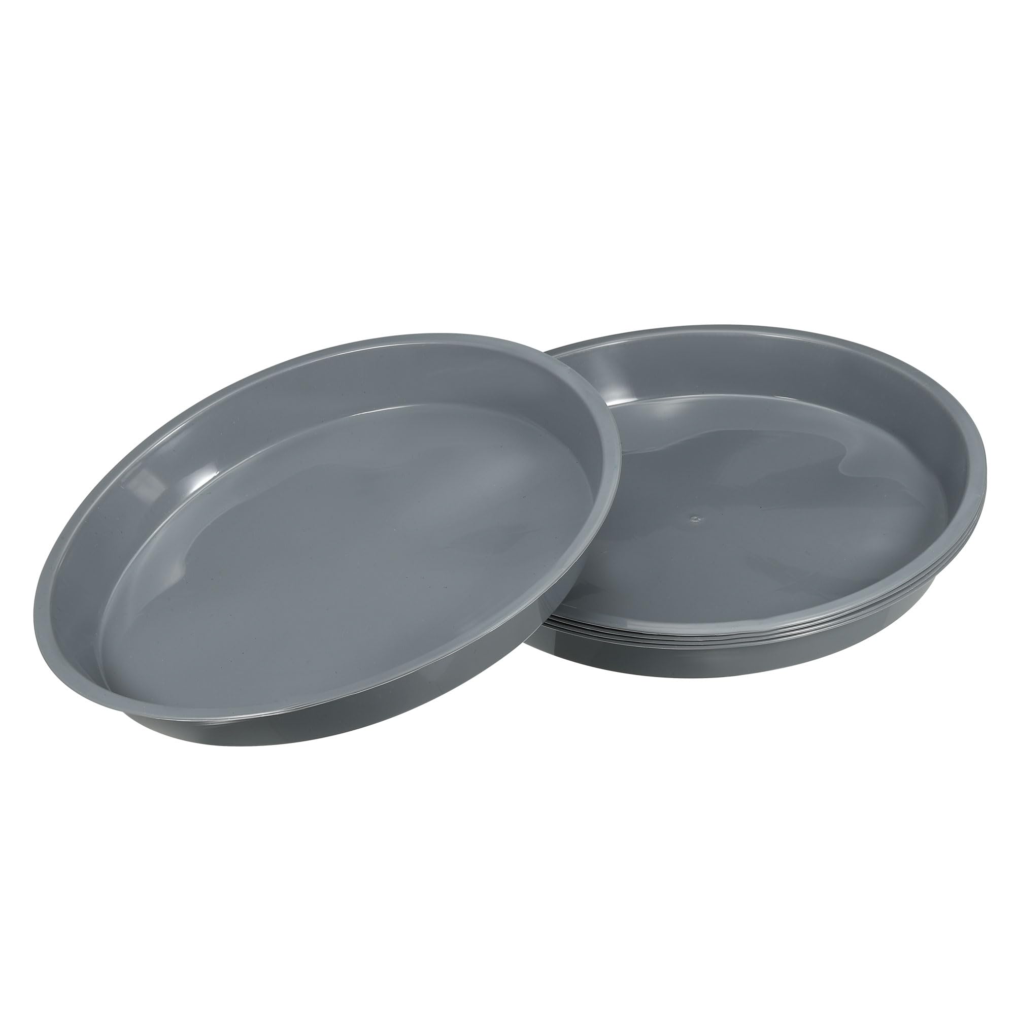 M METERXITY 5 Pack Planter Saucers - Plastic Plant Tray Flowerpot Drip Trays Round Apply to Outdoor/Garden (10.6 Inch/ 27cm, Grey)