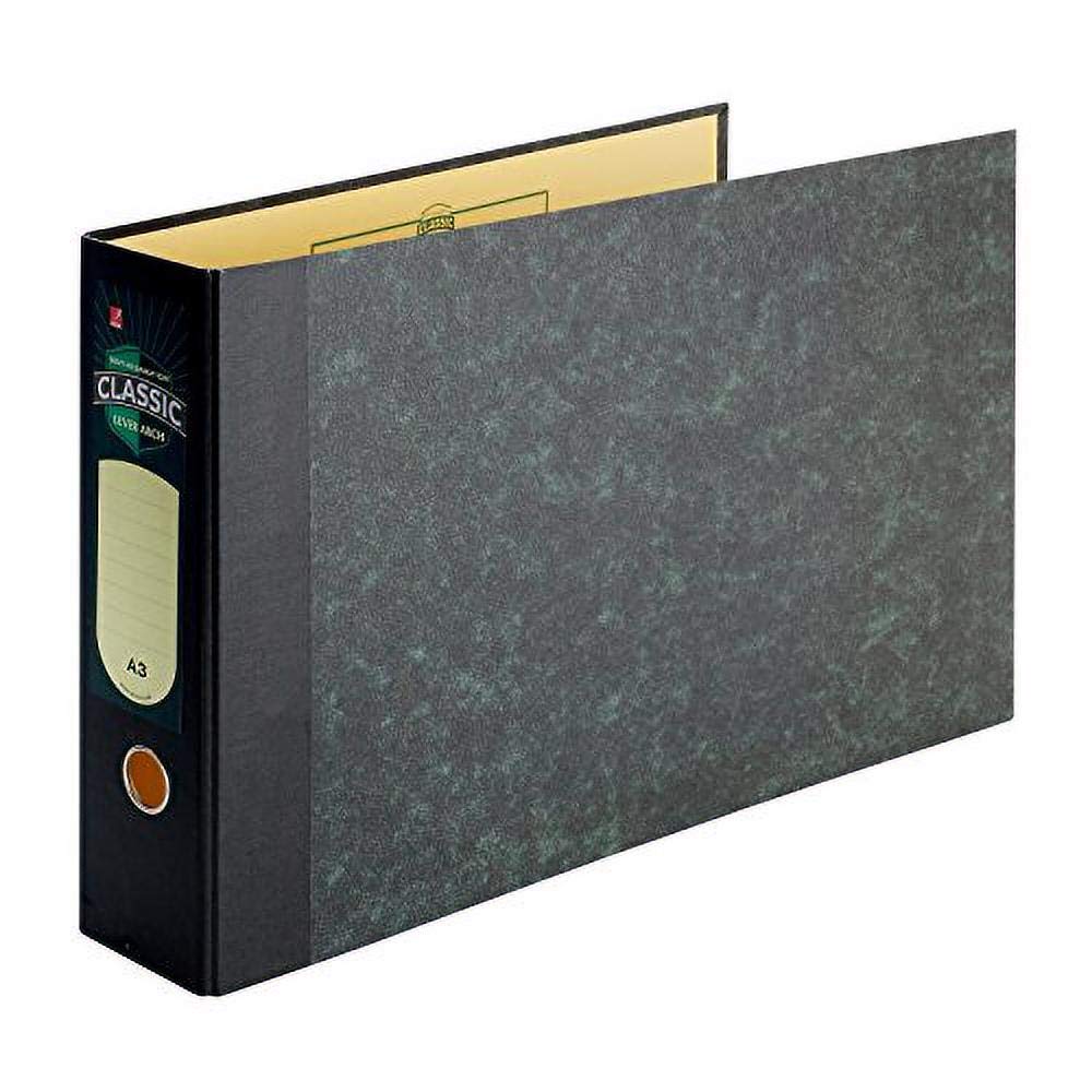 Rexel A3 Oblong Lever Arch File, Black/Green, 80mm Spine Width, Classic 70, Pack of 2, Free spare spine labels, 26435EAST