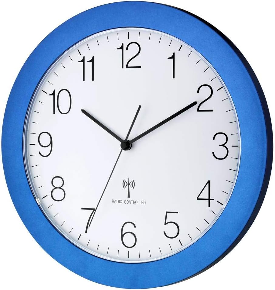 Radio Controlled Wall Clock TFA 60.3512.06 BlueMetallic With Silent
