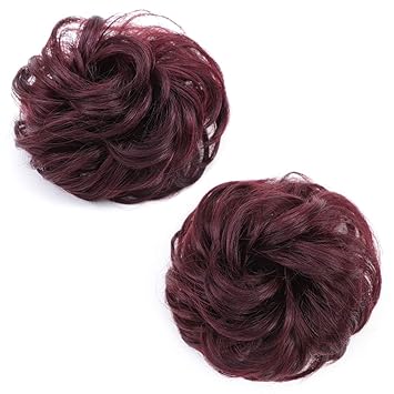 Amazon Com Violet Human Hair Scrunchies Extensions Messy Bun Hair