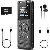 96GB Digital Voice Recorder One Click, HD Recording Easy Control Voice Recorder with Playback, Large Screen 7000 Hours Sound