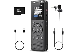 TONFARB 96GB Digital Voice Recorder One Click, HD Recording Easy Control Voice Recorder with Playback, Large Screen 7000 Hours Sound Audio Recorder Recording Tape for Lectures Meeting MP3 Player