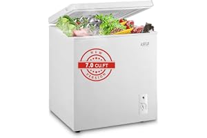 Chest Freezer 7.0 Cu.Ft Mini 7 Gears Temperature Control Compact Deep Freezer with Top Open Door and Removable Storage Basket White