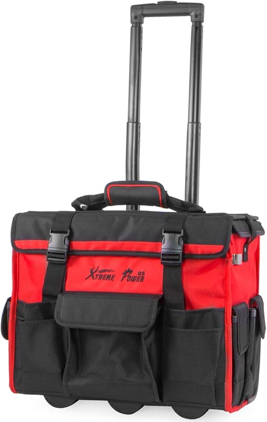 XtremepowerUS Tool Bag Organizer, Black and Red (18" Wide Mouth Rolling Tool Bag) Amazon.ca