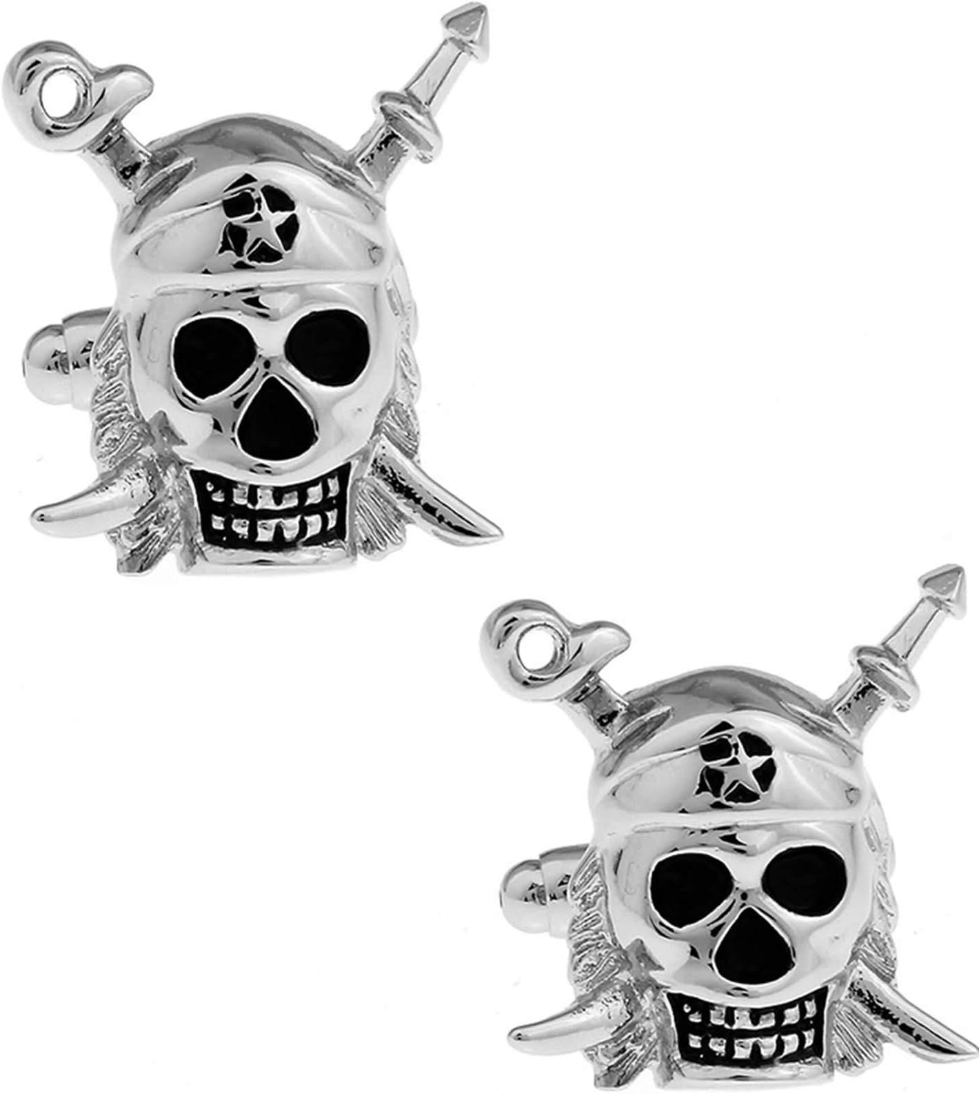 DOLOVE Cuff Links Mens Wedding Punk Skull Cuff Link Silver Cufflinks Shirts