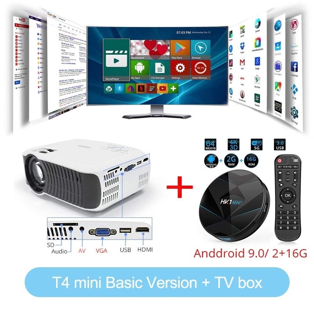 HD T4 Mini LED Proyector 1280x720 Portátil Beamer Home Cinema ...