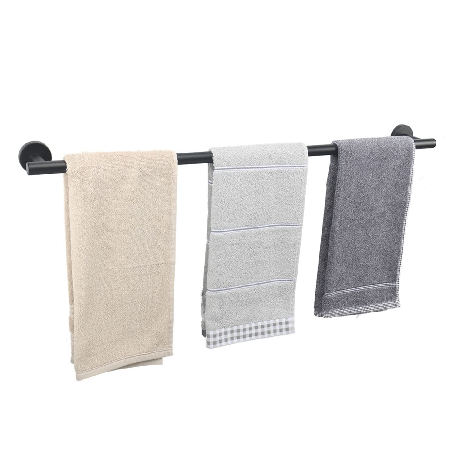 TocTen Bath Towel Bar - Thicken SUS304 Stainless Steel Bathroom Towel Holder, Towel Rod for Bathroom Heavy Duty Wall Mounted Towel Rack Hanger (30IN, Black)