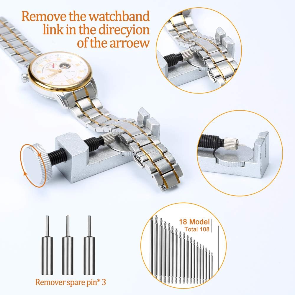 Watch Repair Tools Kits, Kingsdun Upgraded Version 149pcs Watches Battery Replacement Watchband Link Remover Spring Bar Tool Kit with Carrying Case and Instruction Manual - - 